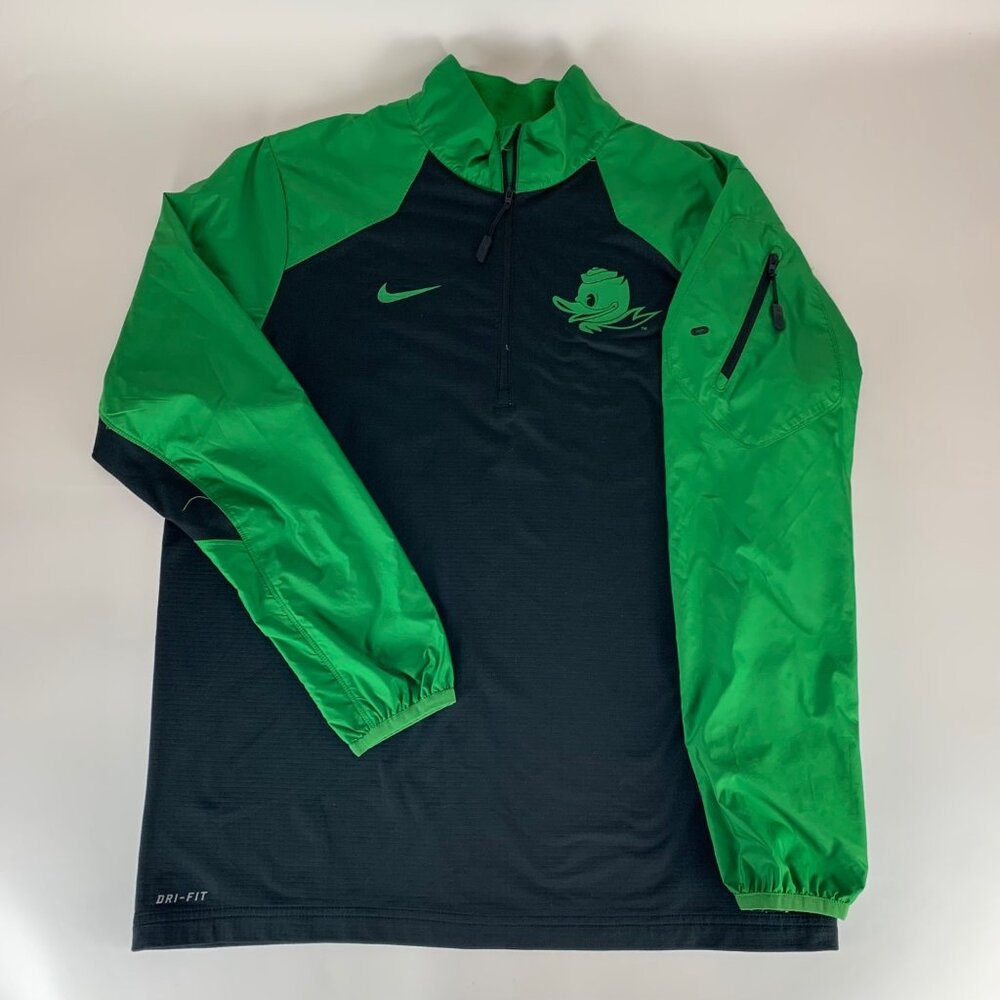 Oregon Ducks NCAA Black Green Nike Athletic Pullover Jacket Mens Large